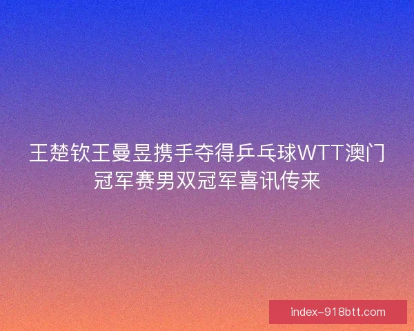 王楚钦王曼昱携手夺得乒乓球WTT澳门冠军赛男双冠军喜讯传来